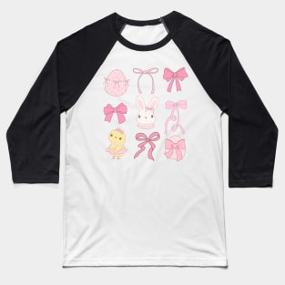 Easter Coquette Elegance: Adorable Bows and Bunny Baseball T-Shirt